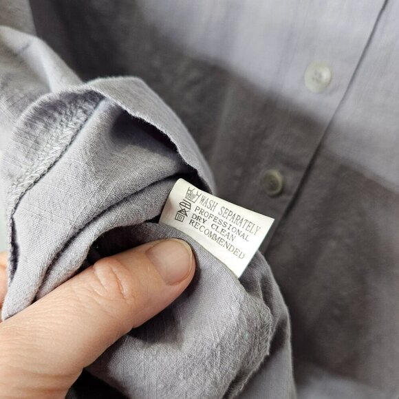 Slowcolin Women's Tunic Cotton/Polyester‎ Light Bluish Gray Long Sleeve Button L - Picture 7 of 10